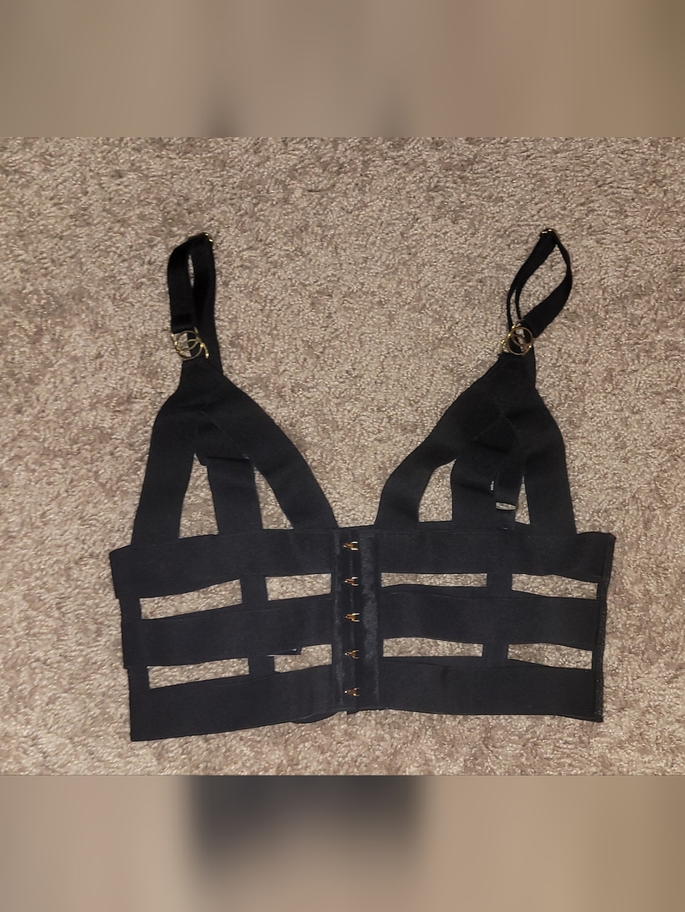 Victorias Secret Black Strappy Cage Bra
